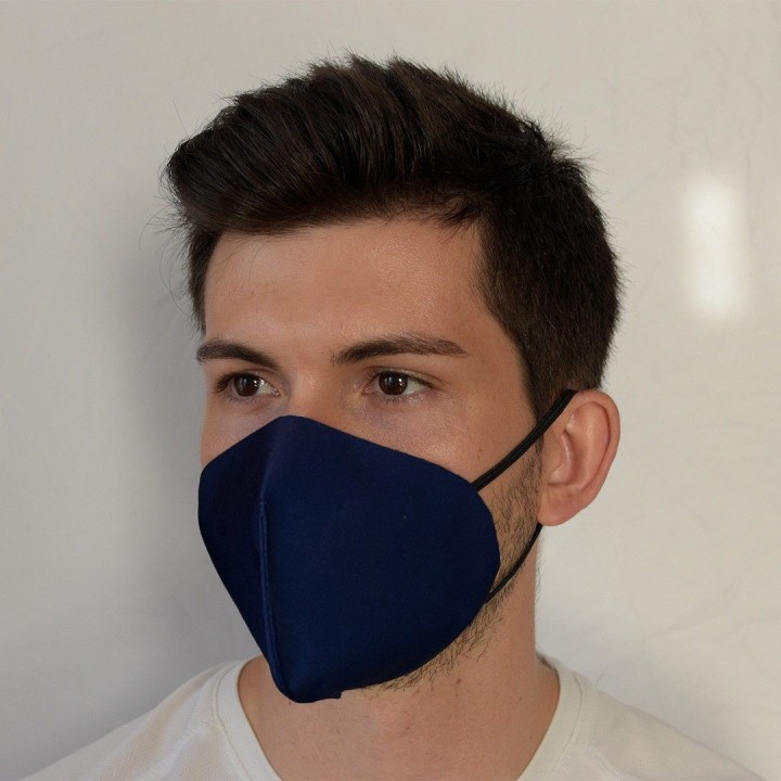 Mascarilla higiénica tipo FFP2 color azul marino reutilizable y lavable | Newgrafponline