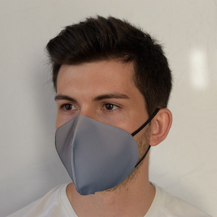 Mascarilla higiénica tipo FFP2 color gris plata reutilizable y lavable | Newgrafponline