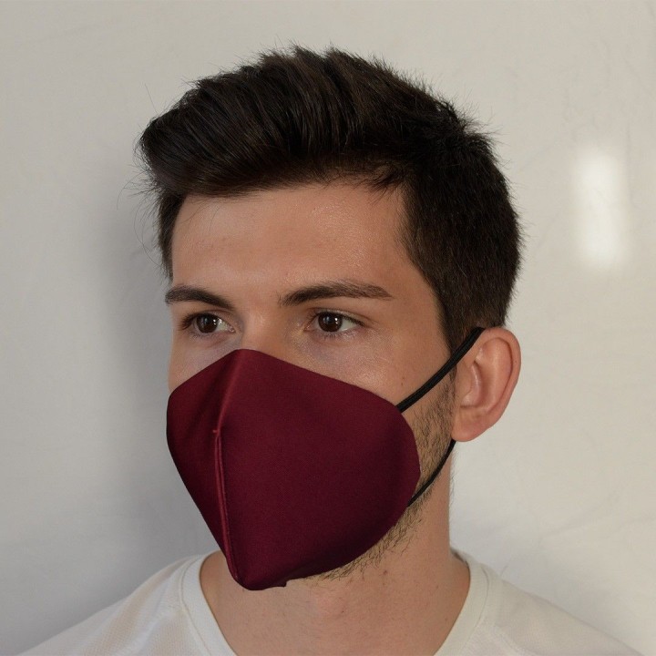 Mascarilla higiénica tipo FFP2 color grosella elegante reutilizable y lavable | Newgrafponline
