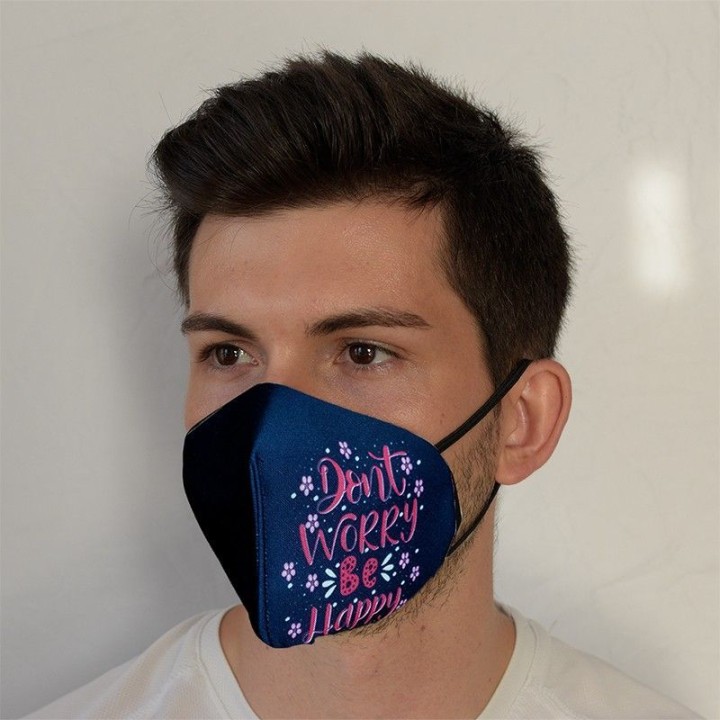 Mascarilla higiénica FFP2 dont worry, be happy reutilizable y lavable | Newgrafponline