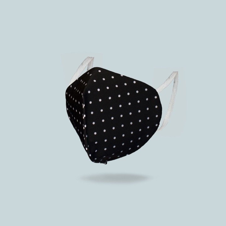 Mascarilla higiénica tipo FFP2 negra con lunares reutilizable y lavable | Newgrafponline