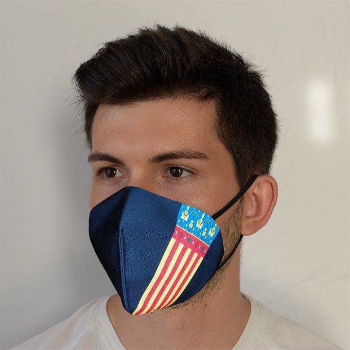 Mascarilla higiénica tipo FFP2 bandera XL valenciana reutilizable y lavable | Newgrafponline