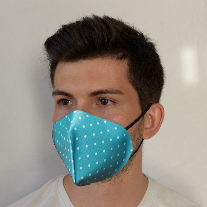 Mascarilla higiénica tipo FFP2 turquesa lunares reutilizable y lavable | Newgrafponline