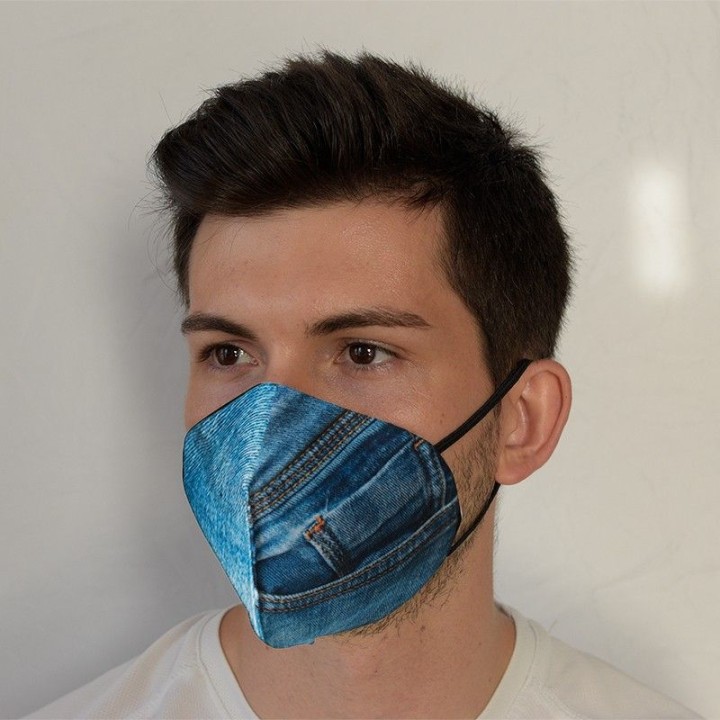 Mascarilla higiénica tipo FFP2 vaquera reutilizable y lavable | Newgrafponline